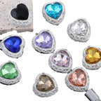 Double-Sided Heart Rhinestone Beads 22mm Alloy Encrusted 10pcs 3