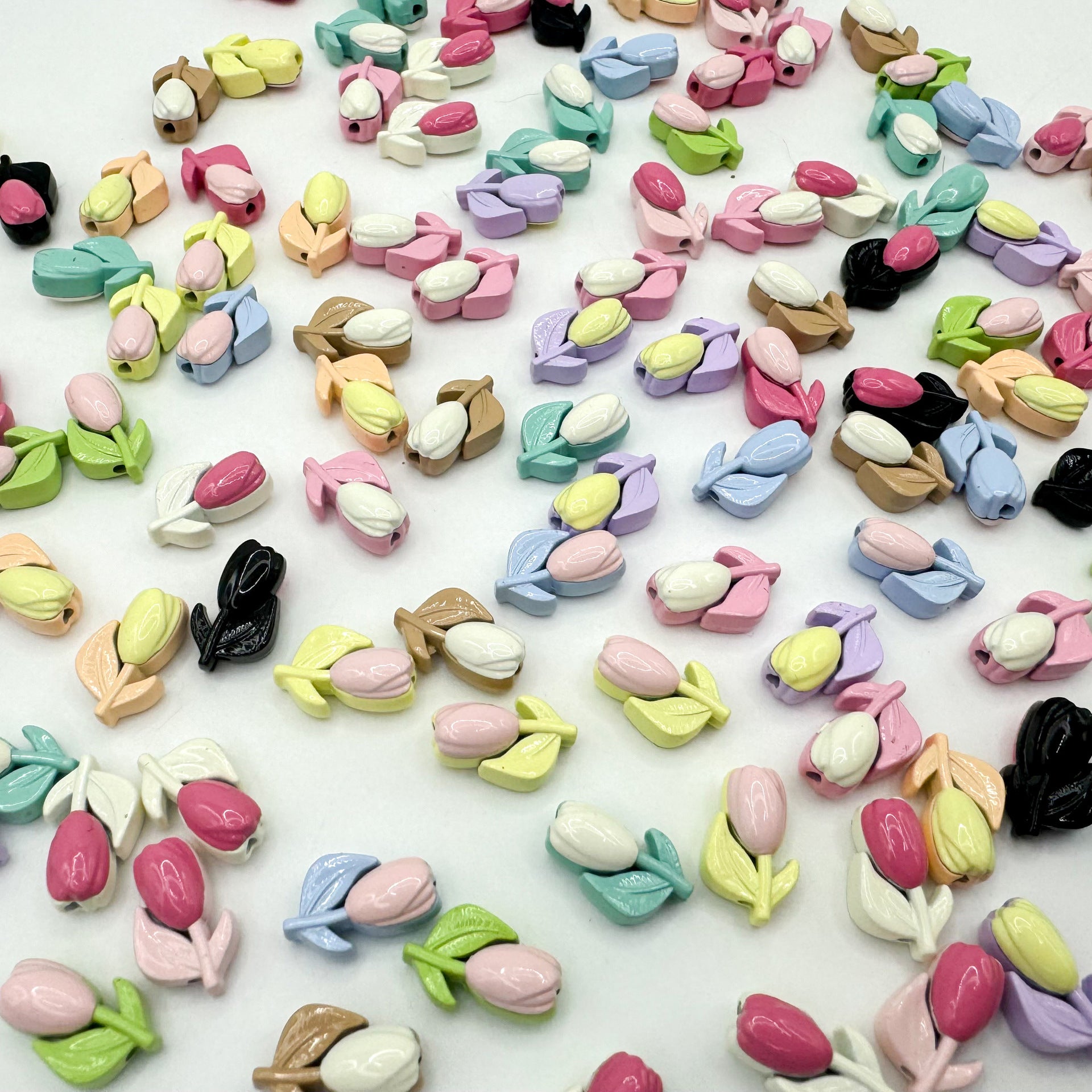 Tulip Metal Beads 14mm Two-Color Baking Painted Alloy 10pcs 4