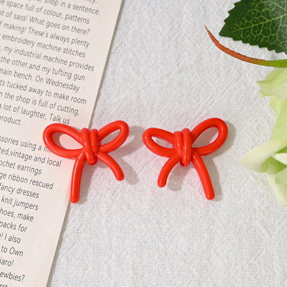Colorful Hollow Bow Acrylic Beads 27mm Mixed Colors 100pcs 10