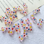 Painted Dotted Bone Glass Beads 17mm Hand Painted Colorful 1pc 4