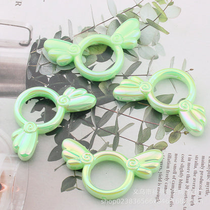 UV Color Plated Solid Color Varied Sakura Angel Wings Acrylic Beads 2pcs 25