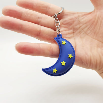 PVC Sun Moon Star Keychain Colorful Weather Shapes with Playful Faces 7