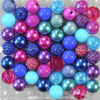 Bubblegum Beads 20mm Rose Red Blue Purple Glitter Chunky Mix 50pcs