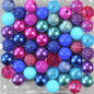 Bubblegum Beads 20mm Rose Red Blue Purple Glitter Chunky Mix 50pcs