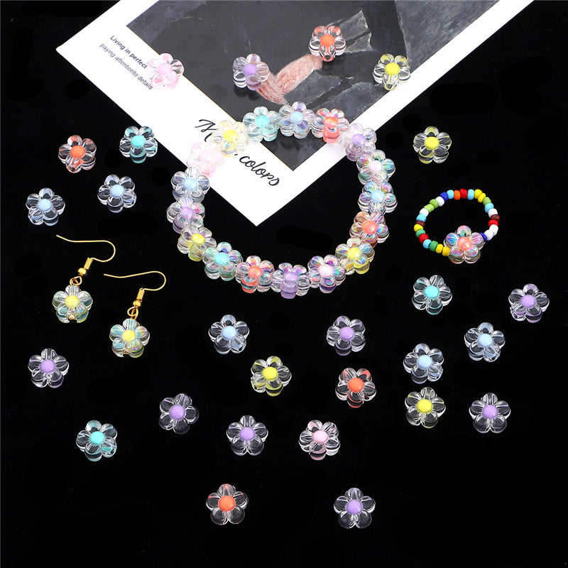 Transparent Frosted Flower Acrylic Beads 12mm Soft Pastel 100pcs 4