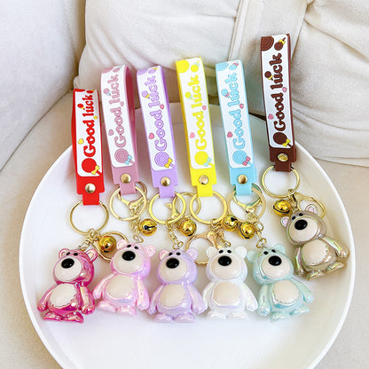 Acrylic Cartoon Bear Keychain Electroplated Finish Cute Charm 2