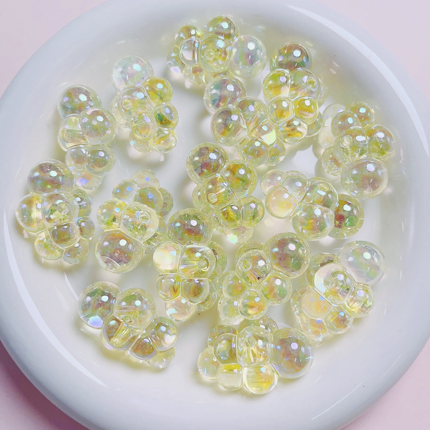 Clear Plated Cloud Acrylic Beads 22x32mm Chubby Pastel Iridescent 10pcs 4