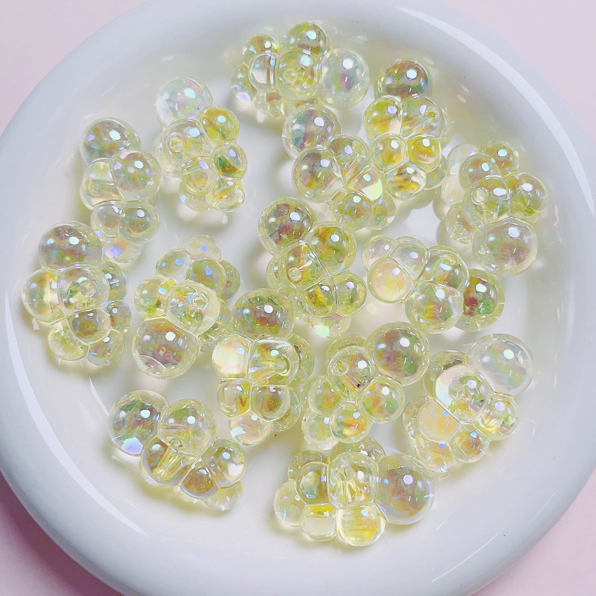 Clear Plated Cloud Acrylic Beads 22x32mm Chubby Pastel Iridescent 10pcs 4