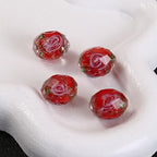 Faceted Flower Glass Beads 10mm Turquoise Painted 10pcs 2