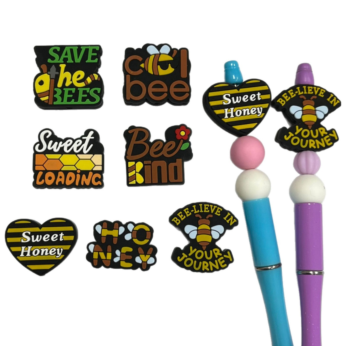 Silicone Focal Beads Animal Bee Glow In The Dark Honeycomb With Text 20pcs