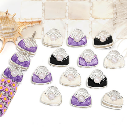 Handbag Metal Beads 18mm Double-Sided Pearl Enamel Finish 10pcs 4