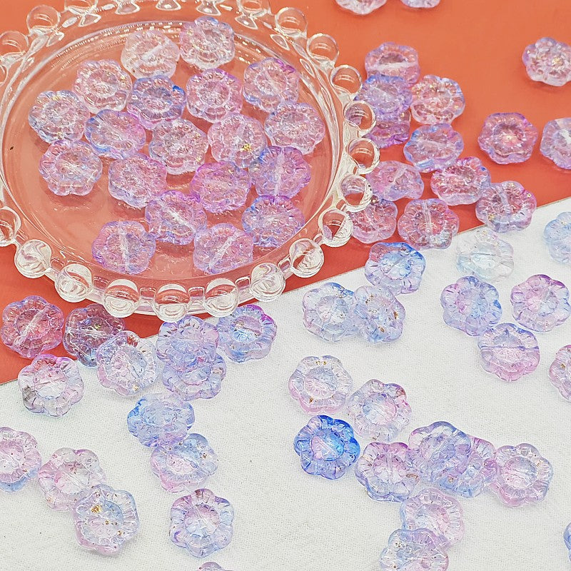 Sunflower Glass Beads 14mm Translucent Mixed Colors 25pcs 2