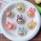 Iridescent Bunny Face Resin Beads 33mm Glossy UV Plating 5pcs 2