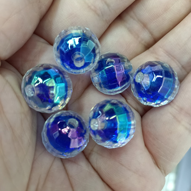 Plating Faceted Acrylic Beads 16mm Iridescent Mixed Colors 100pcs 8