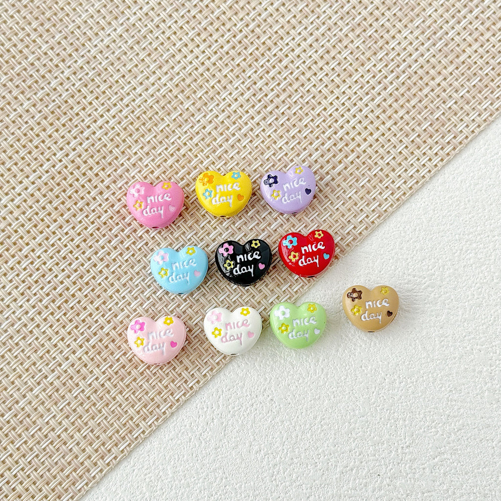 Double Sided Heart and Perfume Bottle Metal Beads 13/16mm Painted Alloy 10pcs 13