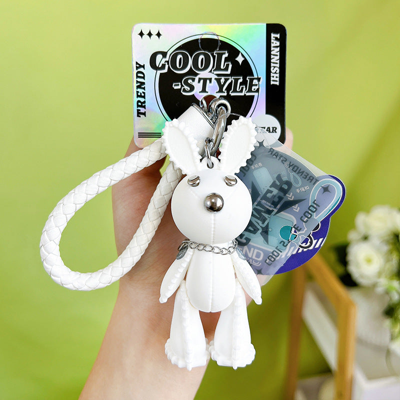 PVC Fashion Leather Rabbit Couple Keychain Cute Animal Charm 5