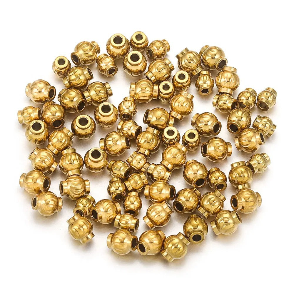 Stainless Steel Lantern Crimp Metal Beads 4/5/6mm Mixed Finish 20pcs 2