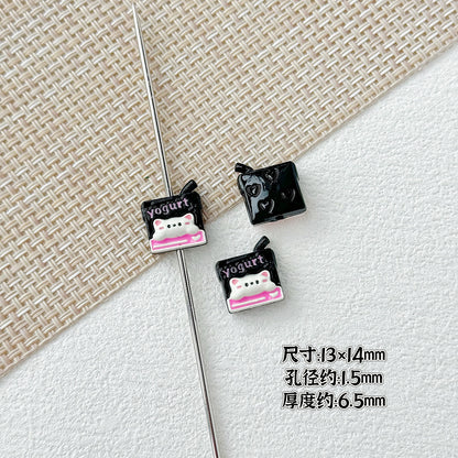 Painted Metal Beads 16mm Enamel Baking Phone & Yogurt Box 10pcs 21
