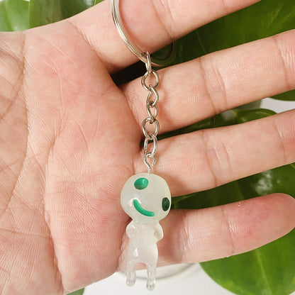 Glow in the Dark Resin Alien Keychain Quirky Green Light 25