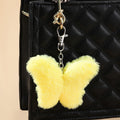 Plush Butterfly Keychain Soft Faux Fur Vibrant Colors Zinc Alloy