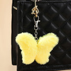 Plush Butterfly Keychain Soft Faux Fur Vibrant Colors Zinc Alloy