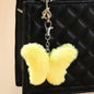 Plush Butterfly Keychain Soft Faux Fur Vibrant Colors Zinc Alloy