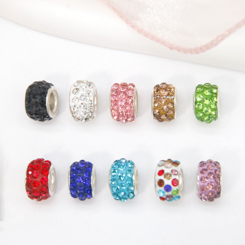 Rhinestone 3-Rows Spacer Beads 12mm Large Hole 50pcs