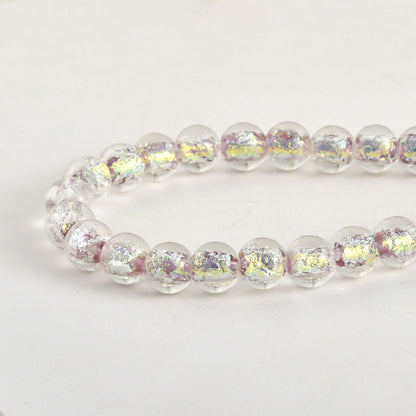 Lampwork Glass Beads Iridescent Silver Foil Filled 10mm 10pcs 12