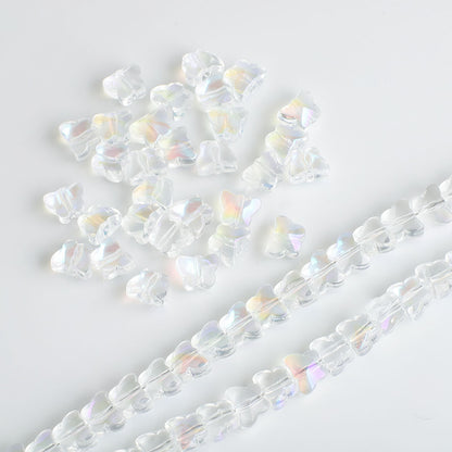 Electroplated Butterfly Glass Beads 8mm Iridescent Gold Purple Crystal 50pcs 15