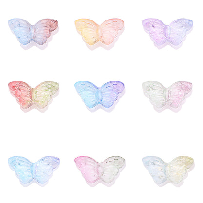 Czech Glass Beads Butterfly 8 15mm Dual Color Gradient Transparent 50pcs
