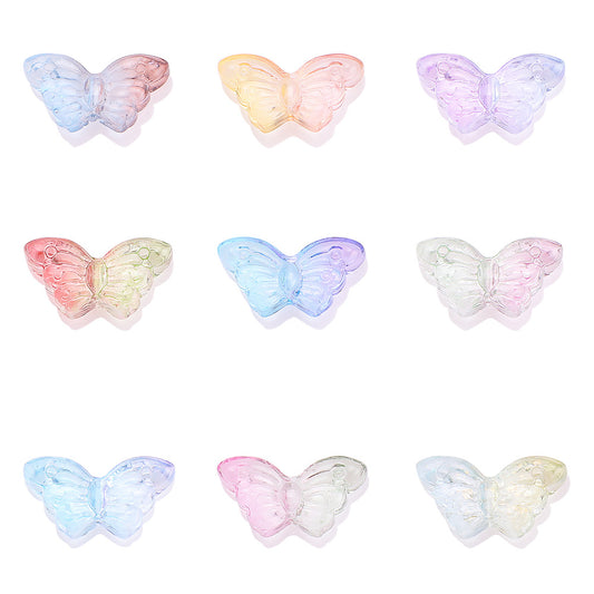 Czech Glass Beads Butterfly 8 15mm Dual Color Gradient Transparent 50pcs