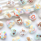 Cheerful Animal Printed Heart Acrylic Beads 25mm 20pcs