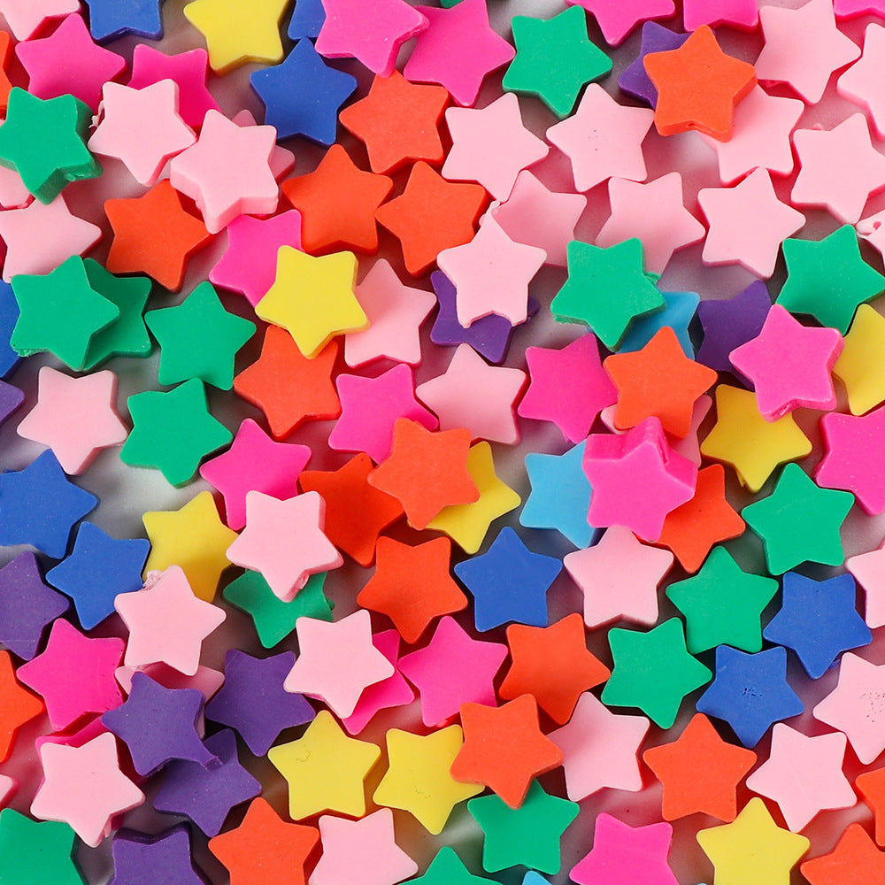 Star Clay Beads 9mm Multicolor Polymer 100pcs
