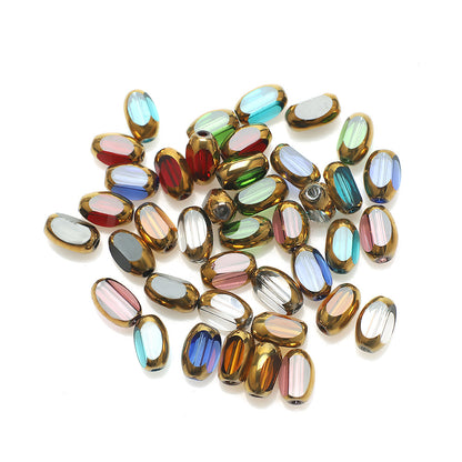 Electroplated Frosted Glass Beads 4mm x 6mm Metallic Edged 96pcs 5
