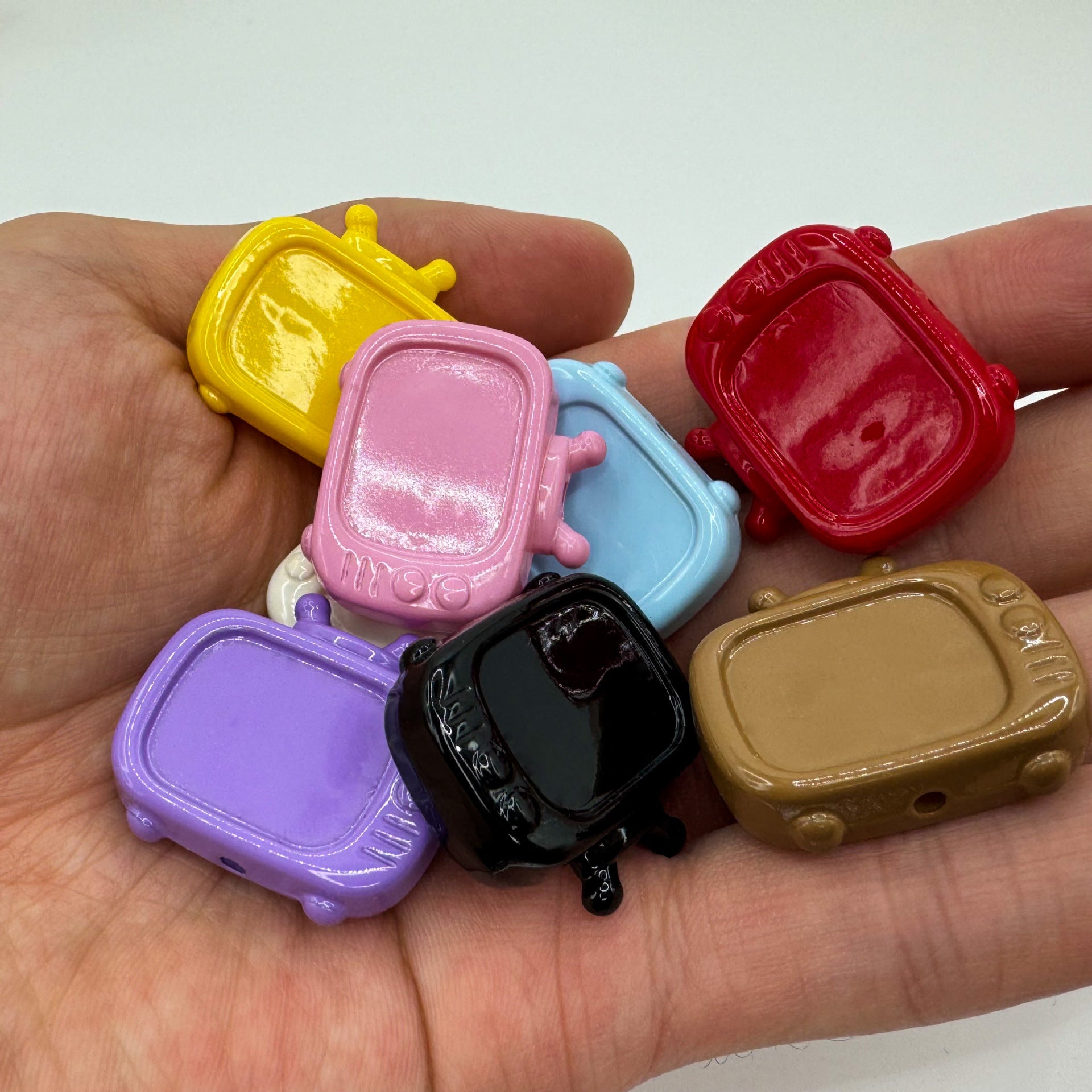 Painted TV Acrylic Beads 29mm Glossy Baked Finish 10pcs 3