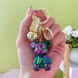Candy Bear Keychain Metal Electroplated Glossy Finish with Gold Bell 11