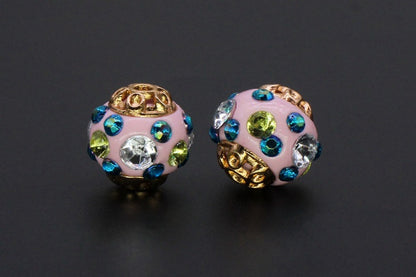 Ethnic Diamond Clay Beads 16mm Faceted Rhinestone Alloy 10pcs 9