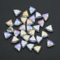 Electroplated Fan-Shaped Glass Beads 10mm Iridescent Pastel 30pcs 16