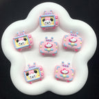 Hand Painted TV Enamel Acrylic Beads 30mm Colorful Animal Faces 4pcs 4