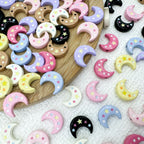 Star Moon Metal Beads 14mm Painted Glossy Celestial 10pcs 6