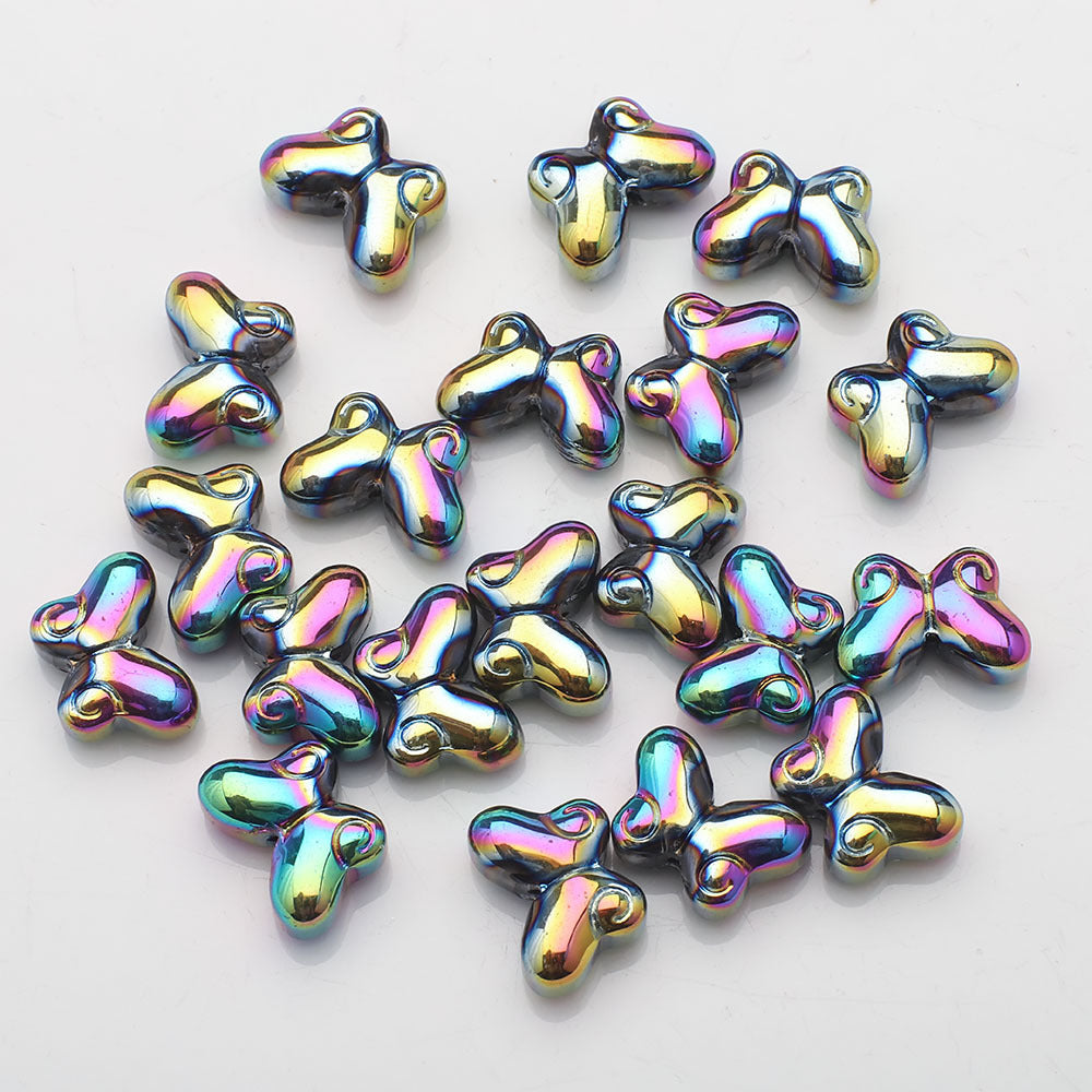 Butterfly Plated Transparent Glass Beads 10x14mm 20pcs 21