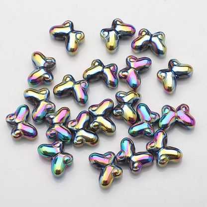 Butterfly Plated Transparent Glass Beads 10x14mm 20pcs 21