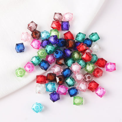 Faceted Acrylic Sago Beads 8-10mm Glossy Translucent 100pcs 8
