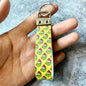 Christmas Leather Wristlet Keychain Santa Jingle Bells Gold Tree 12