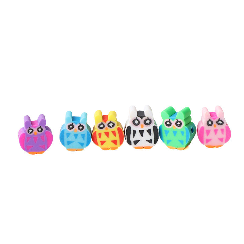 Owl Clay Beads 10mm Colorful Geometric Polymer 200pcs 5