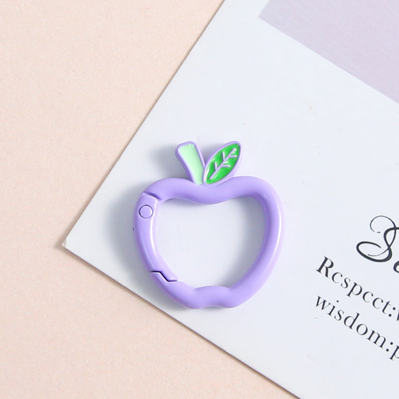Zinc Alloy Apple Shape Trigger Spring Key Rings 3cm 6pcs 15