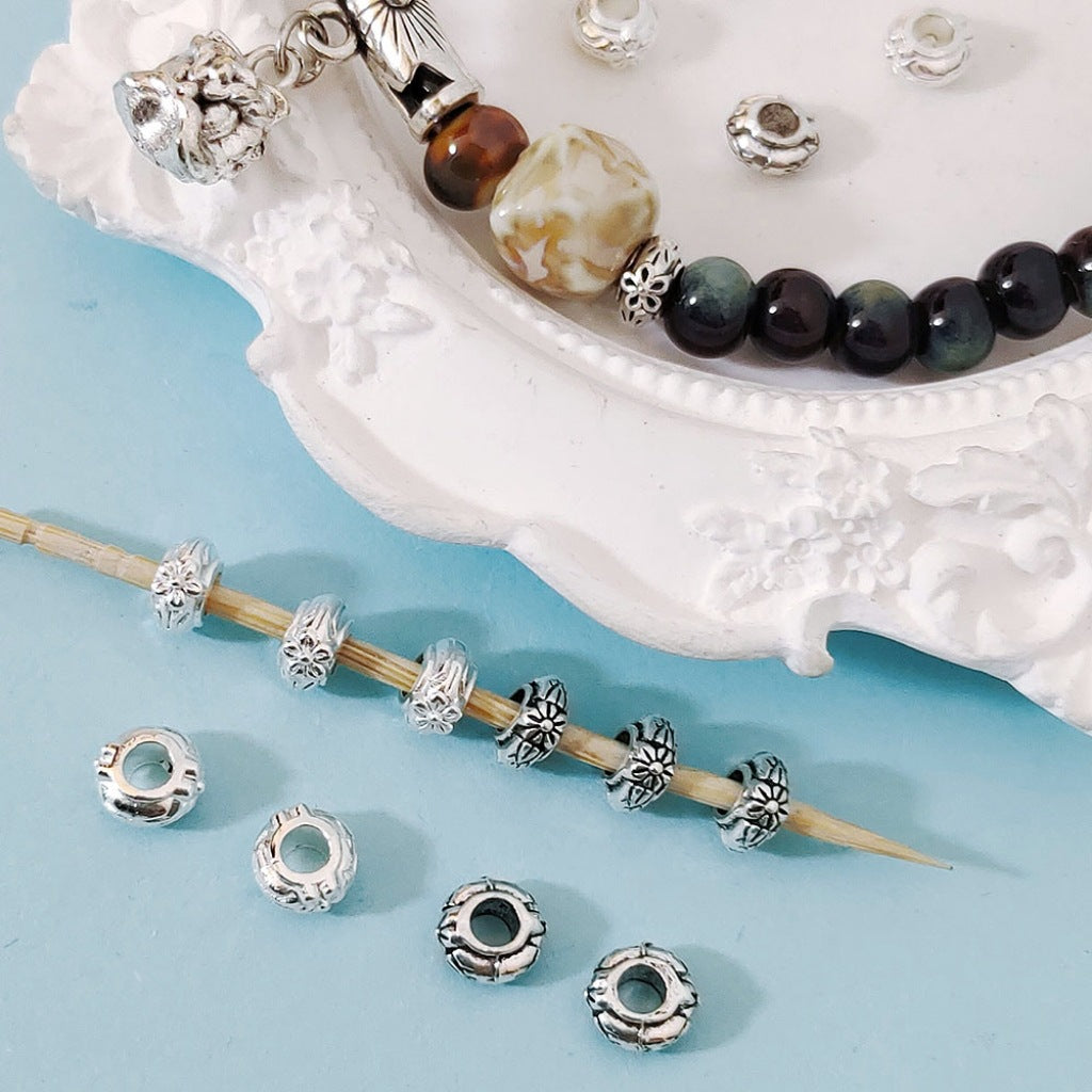 Alloy Flower Spacer Beads 7mm Symmetrical Tibetan Style 150pcs
