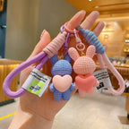 Resin Bunny Keychain Cartoon Heart Shaped Vibrant Colors 2