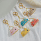 Vintage Alloy Shoulder Bag Keychain with Rhinestone Accent 3