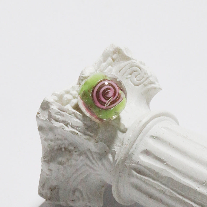 Electroplated Flower Glass Beads 12mm Glow in the Dark Gold Sand 5pcs 18